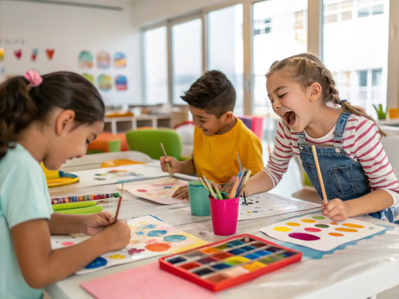 A photograph capturing children participating in an art workshop organized by GAAC, emphasizing the organization's commitment to youth development.